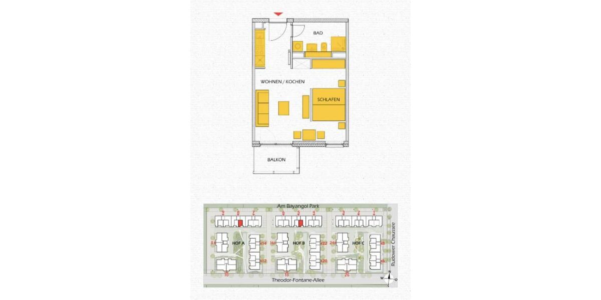 Etagenwohnung Schönefeld - 1 Zimmer, 41 m&sup2;, 679&euro; | Angebot:24849369