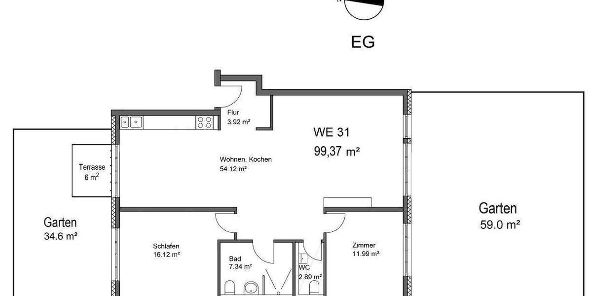 Etagenwohnung Berlin Charlottenburg - 3 Zimmer, 99 m&sup2;, 995.000&euro; | Angebot:26595133