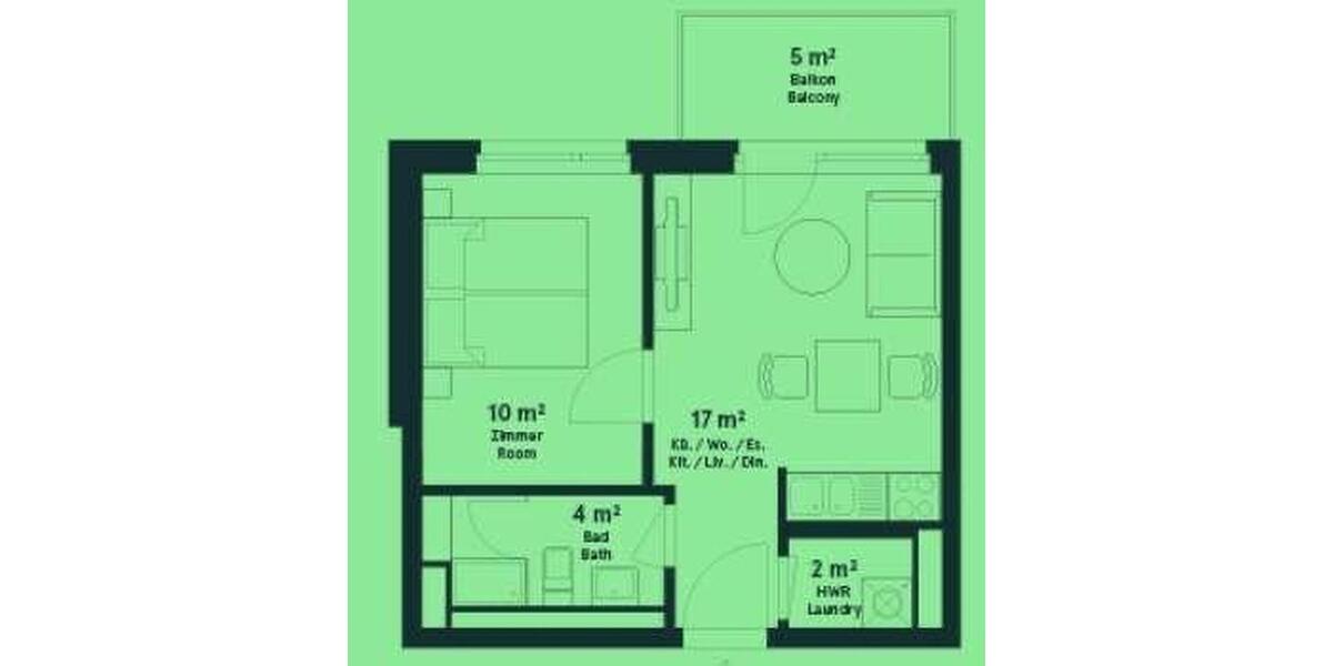 Etagenwohnung Berlin Neukölln - 2 Zimmer, 34 m&sup2;, 1.140&euro; | Angebot:26586442
