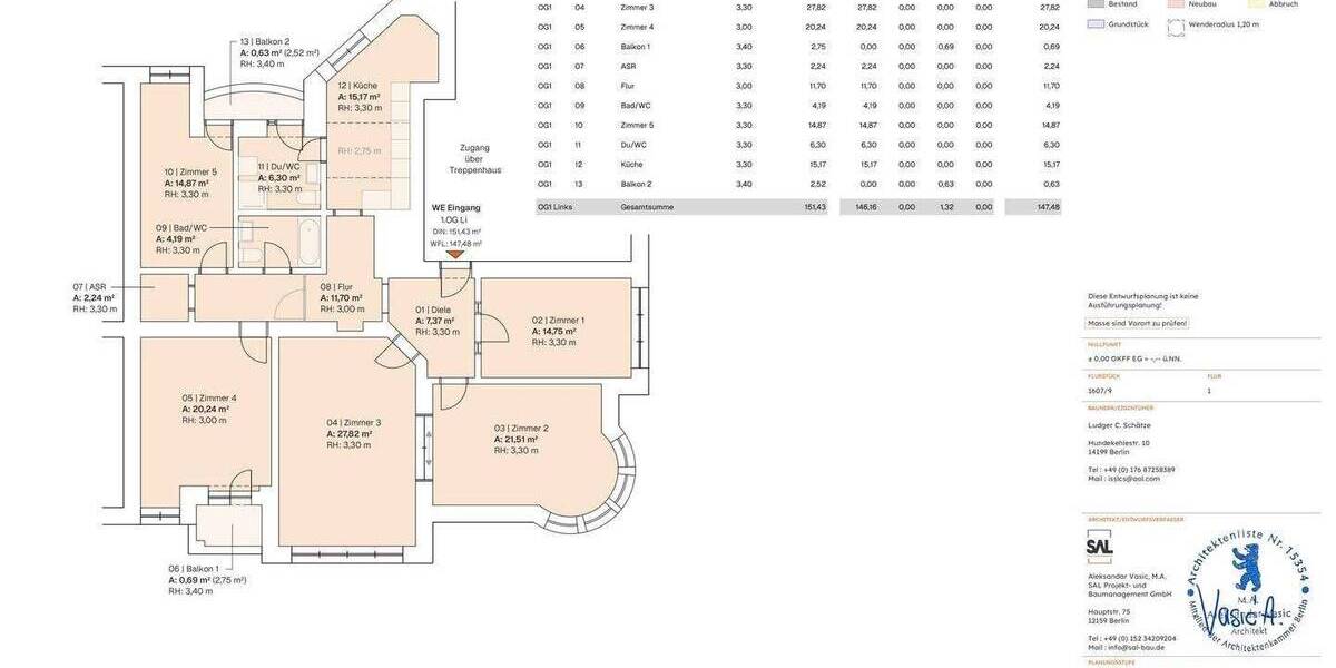 Etagenwohnung Berlin Schmargendorf - 5 Zimmer, 147 m&sup2;, 749.000&euro; | Angebot:26806606