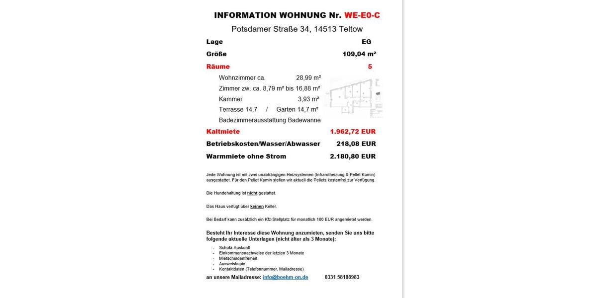 Terrassenwohnung Teltow - 5 Zimmer, 109 m&sup2;, 1.963&euro; | Angebot:25917835