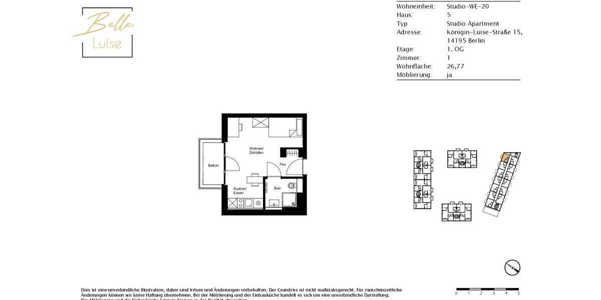Etagenwohnung Berlin Steglitz-Zehlendorf - 1 Zimmer, 27 m&sup2;, 870&euro; | Angebot:26631466