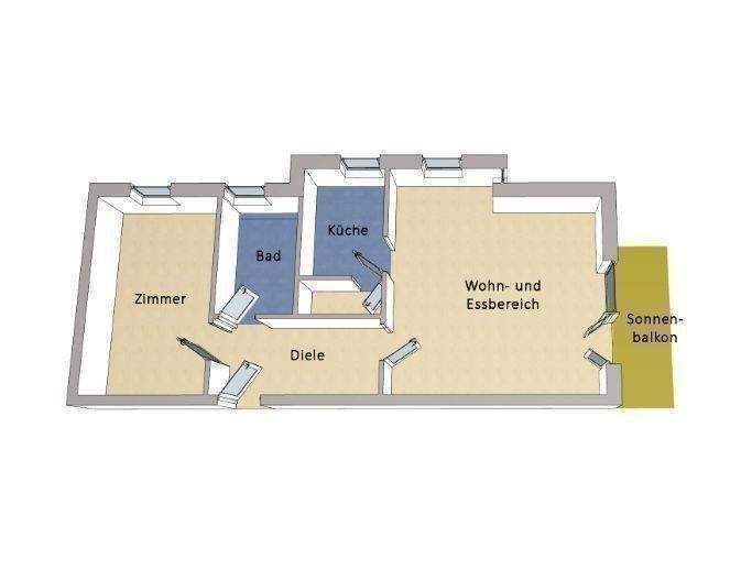 Etagenwohnung Dallgow-Döberitz Dallgow - 2 Zimmer, 59 m&sup2;, 175.000&euro; | Angebot:25688909