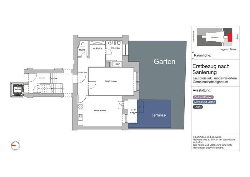 Terrassenwohnung Berlin Wilmersdorf - 2 Zimmer, 74 m&sup2;, 581.000&euro; | Angebot:25986973