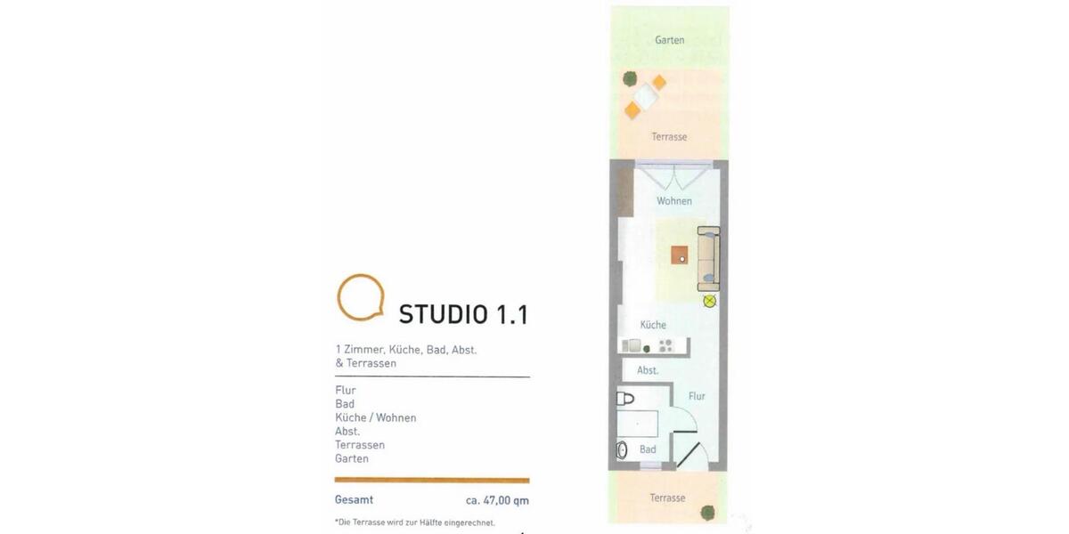 Erdgeschoßwohnung Berlin Pankow - 1 Zimmer, 47 m&sup2;, 1.200&euro; | Angebot:25962257