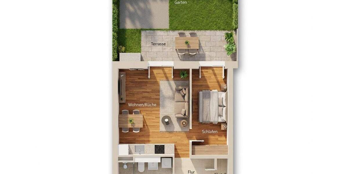 Terrassenwohnung Berlin Kladow - 2 Zimmer, 53 m&sup2;, 339.000&euro; | Angebot:25700275