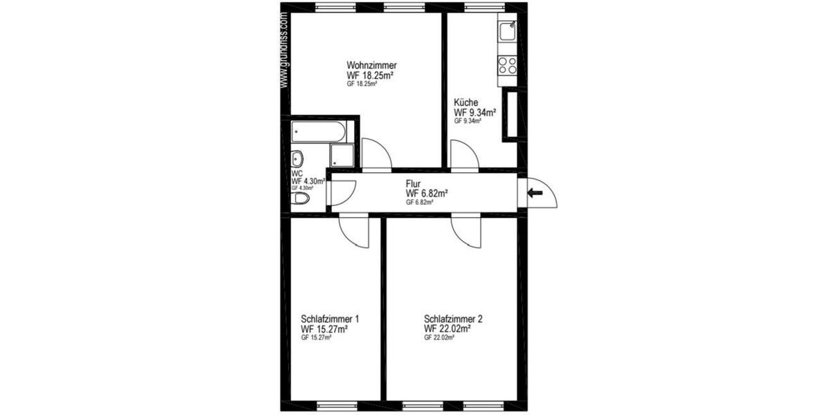 Hochparterre Berlin Friedrichshain-Kreuzberg - 3 Zimmer, 75 m&sup2;, 450.000&euro; | Angebot:25906384