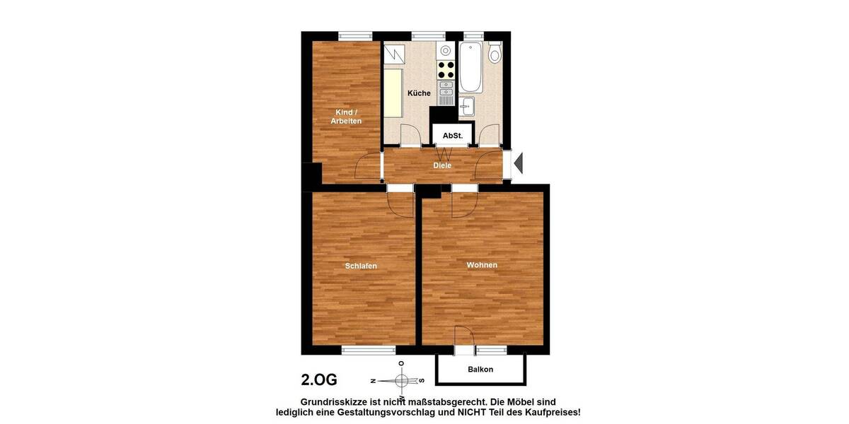 Etagenwohnung Berlin Gesundbrunnen - 3 Zimmer, 66 m&sup2;, 305.000&euro; | Angebot:26541194