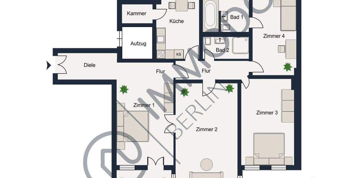Etagenwohnung Berlin Schöneberg - 4 Zimmer, 155 m&sup2;, 1.395.000&euro; | Angebot:25751479