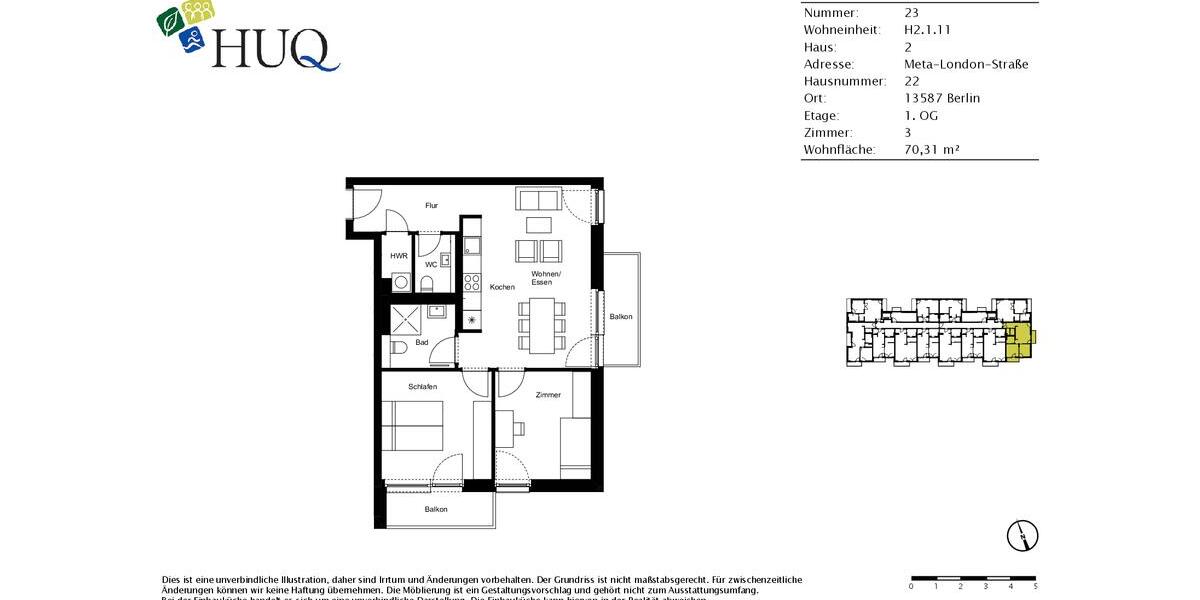 Etagenwohnung Berlin Spandau - 3 Zimmer, 70 m&sup2;, 1.535&euro; | Angebot:26546494