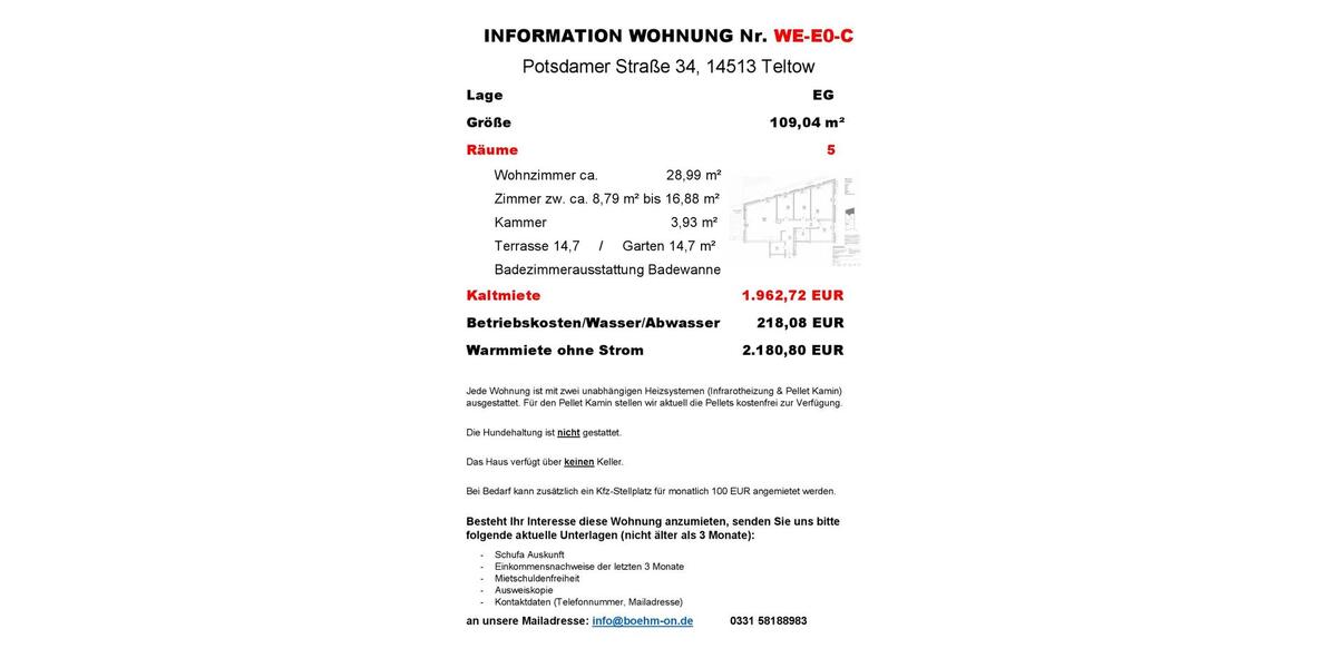 Terrassenwohnung Teltow - 5 Zimmer, 109 m&sup2;, 1.963&euro; | Angebot:25917835
