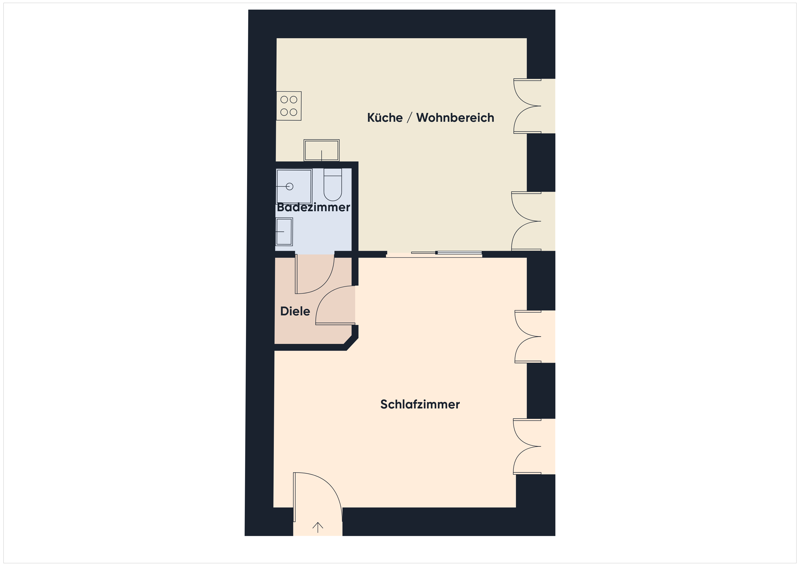 Etagenwohnung Berlin Kreuzberg - 1 Zimmer, 48 m&sup2;, 299.000&euro; | Angebot:25801003