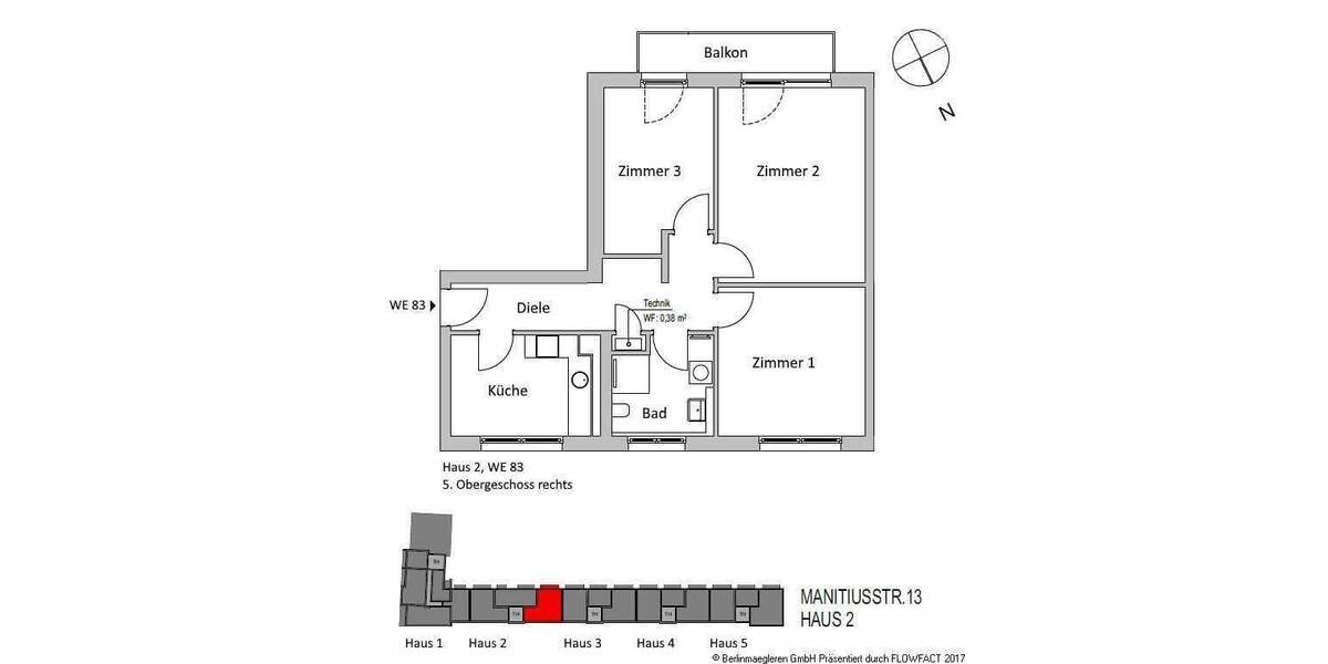 Etagenwohnung Berlin Neukölln - 3 Zimmer, 78 m&sup2;, 677.078&euro; | Angebot:25707928