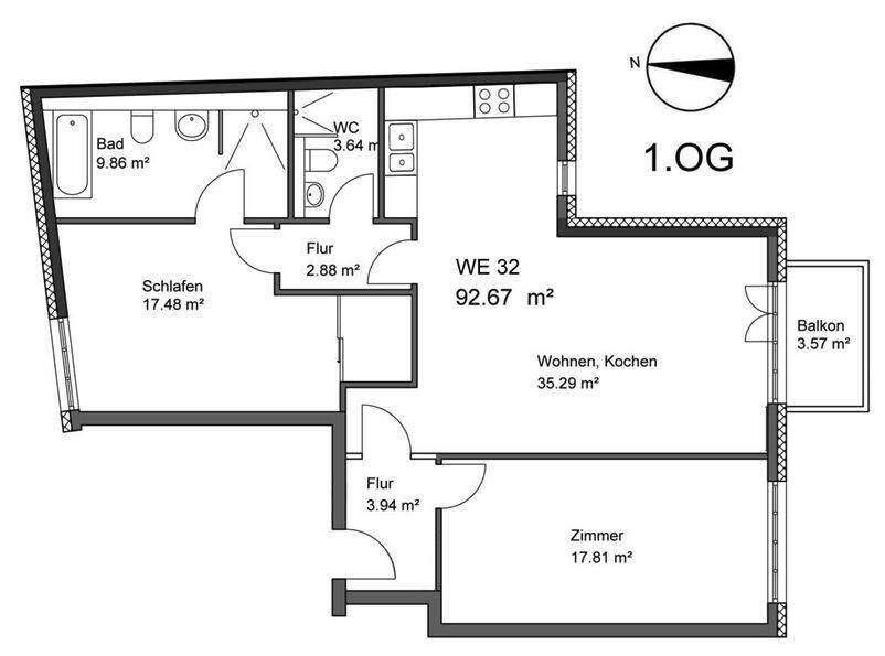 Etagenwohnung Berlin Charlottenburg - 3 Zimmer, 92 m&sup2;, 955.000&euro; | Angebot:25667907