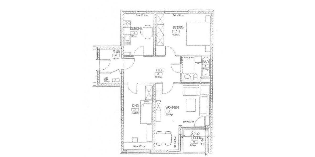 Etagenwohnung Berlin Johannisthal - 3 Zimmer, 84 m&sup2;, 960&euro; | Angebot:26692602