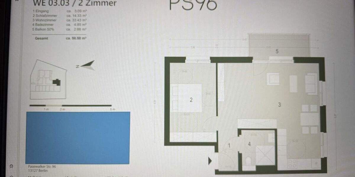 Etagenwohnung Berlin Französisch Buchholz - 2 Zimmer, 58 m&sup2;, 1.399&euro; | Angebot:25835151