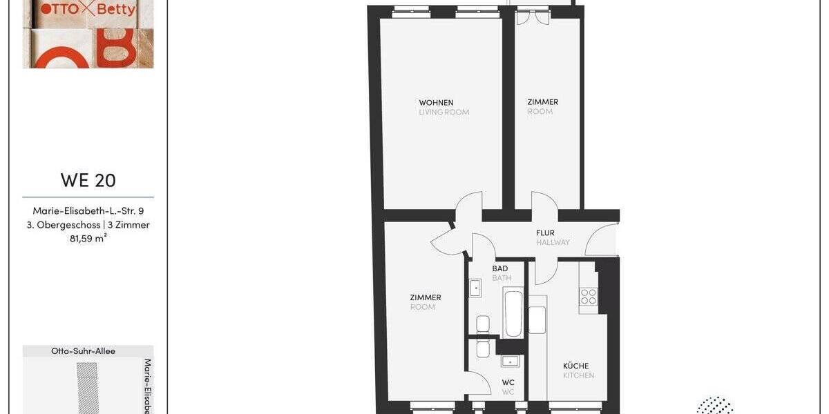 Etagenwohnung Berlin Charlottenburg - 3 Zimmer, 81 m&sup2;, 338.000&euro; | Angebot:23915278