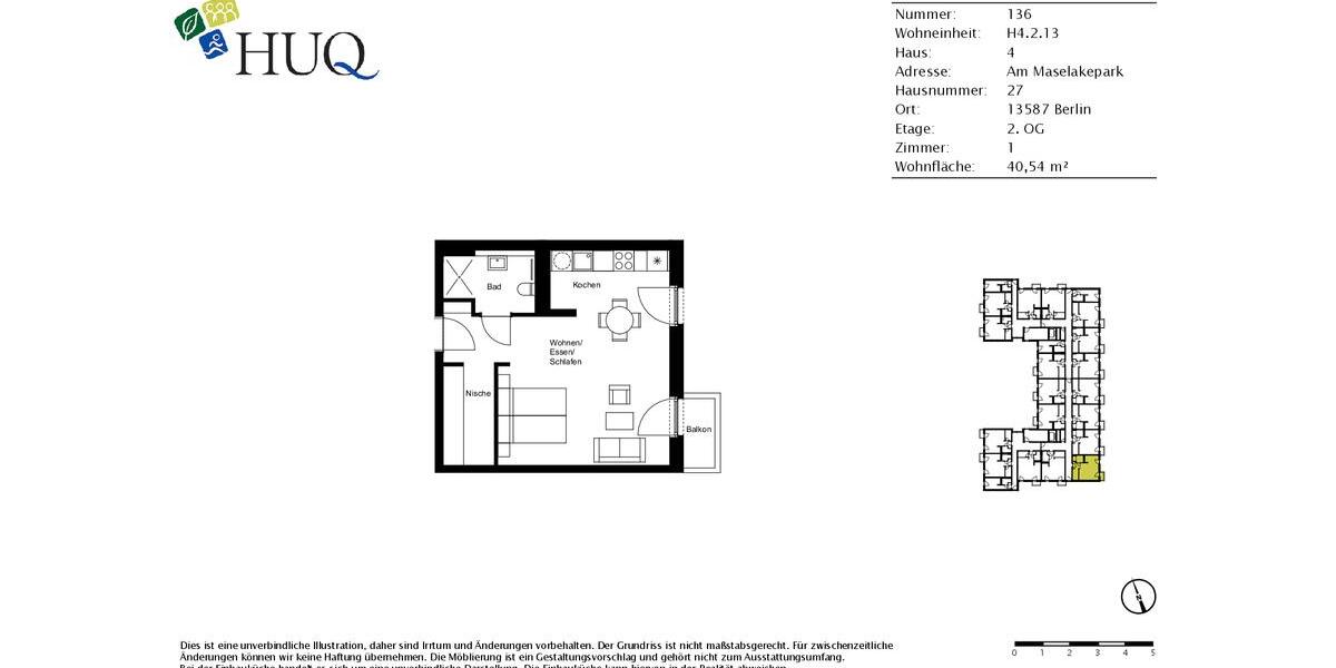 Etagenwohnung Berlin Spandau - 1 Zimmer, 41 m&sup2;, 965&euro; | Angebot:26165832