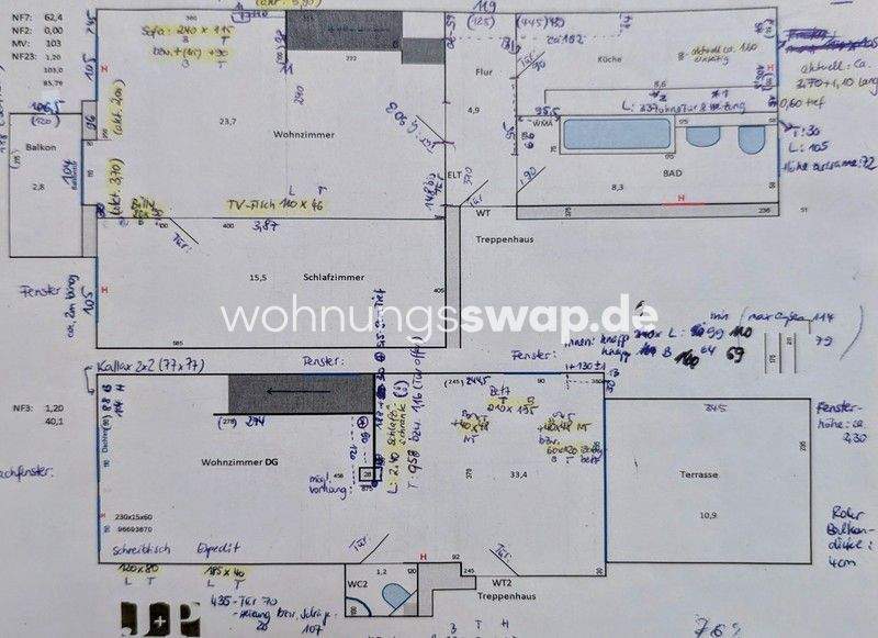 Etagenwohnung Berlin Niederschönhausen - 3 Zimmer, 103 m&sup2;, 1.123&euro; | Angebot:25997523