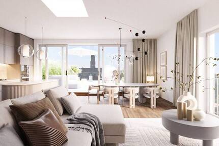 Sonniges Penthouse mit ca. 50m² SüdWest Terrasse und Panoramablick 3 zimmer