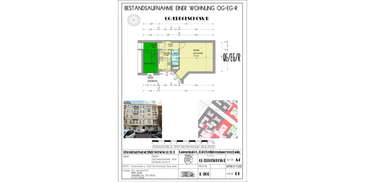 Erdgeschoßwohnung Berlin Pankow - 1 Zimmer, 42 m&sup2;, 225.000&euro; | Angebot:24836214
