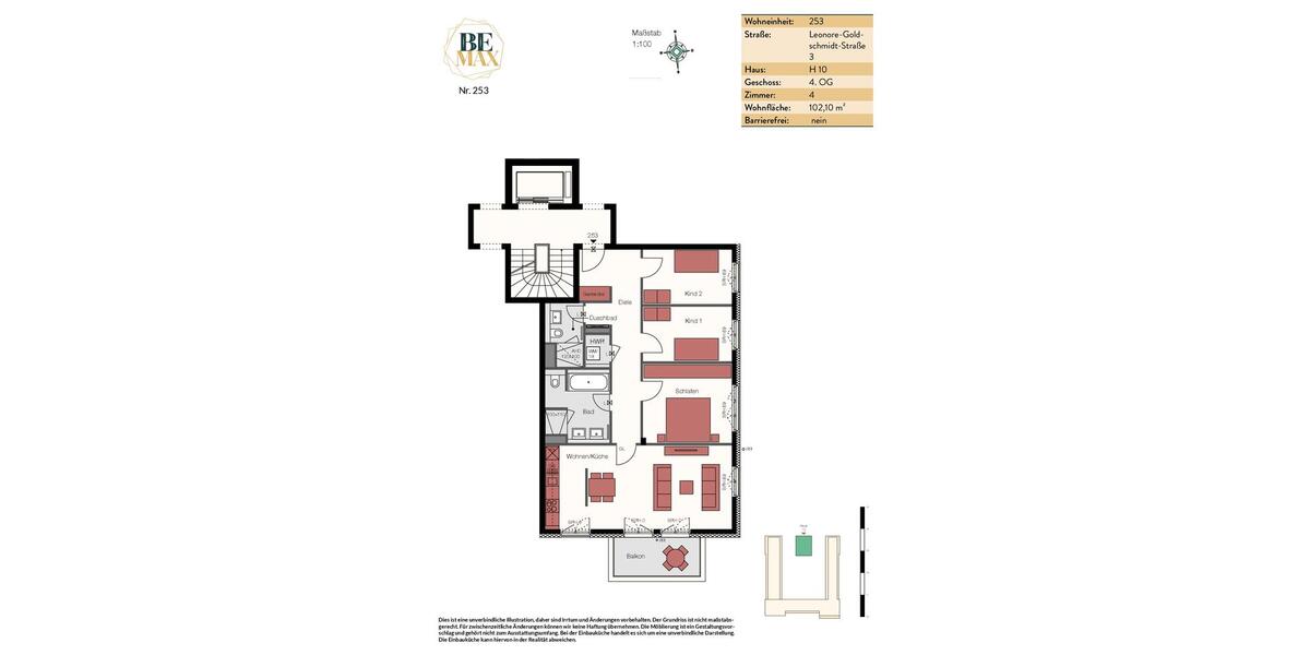 Etagenwohnung Berlin Charlottenburg-Wilmersdorf - 4 Zimmer, 102 m&sup2;, 2.180&euro; | Angebot:26660609