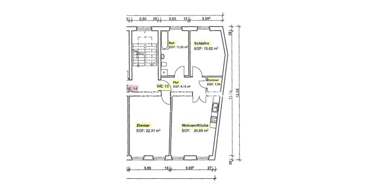 Etagenwohnung Berlin Neukölln - 3 Zimmer, 80 m&sup2;, 700&euro; | Angebot:24540834