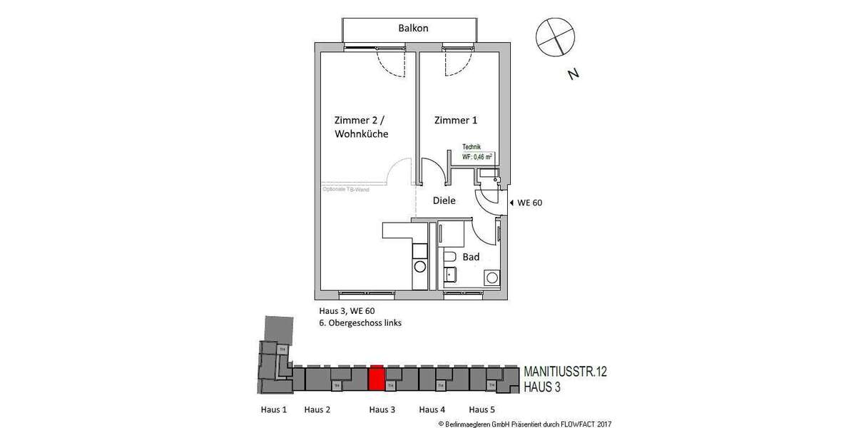 Etagenwohnung Berlin Neukölln - 2 Zimmer, 64 m&sup2;, 567.374&euro; | Angebot:26597601