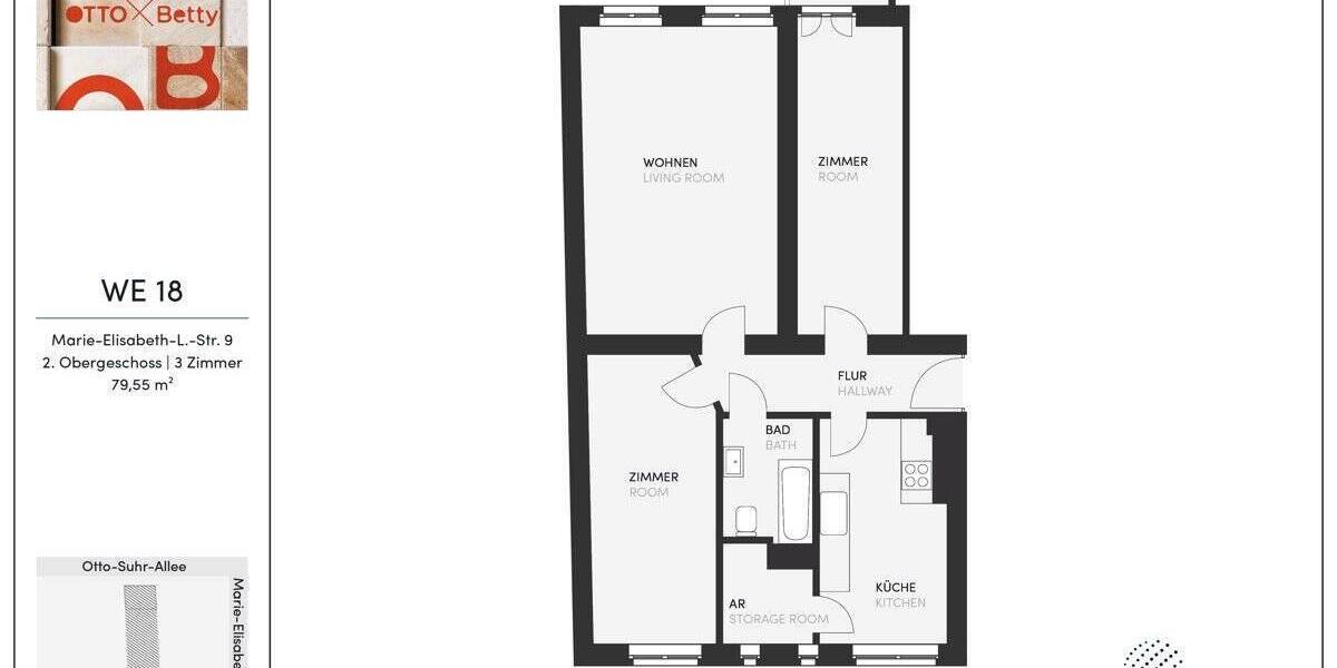 Etagenwohnung Berlin Charlottenburg - 3 Zimmer, 79 m&sup2;, 345.000&euro; | Angebot:25824305