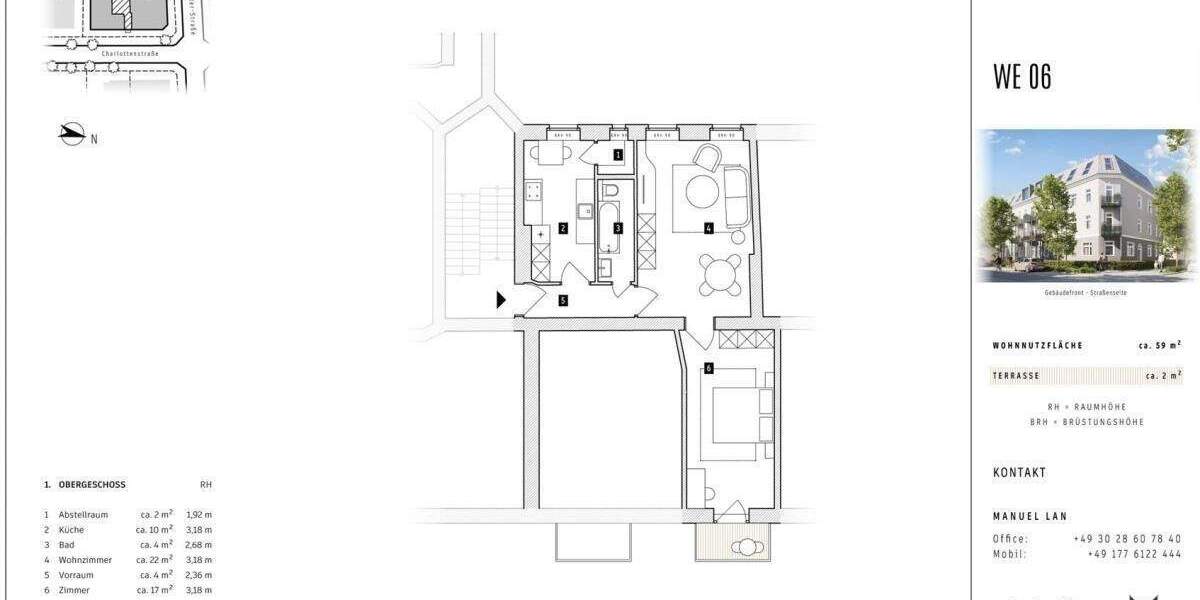 Etagenwohnung Berlin Niederschönhausen - 2 Zimmer, 59 m&sup2;, 249.000&euro; | Angebot:25739834