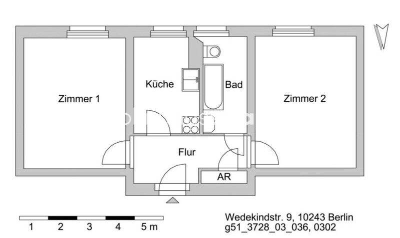 Etagenwohnung Berlin Friedrichshain - 2 Zimmer, 48 m&sup2;, 680&euro; | Angebot:25943644