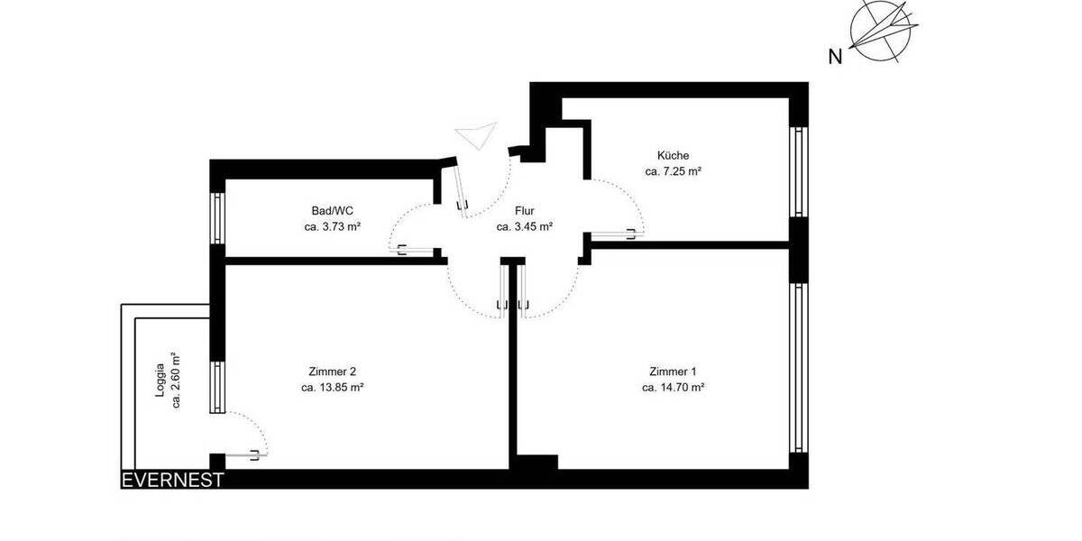 Etagenwohnung Berlin Zehlendorf - 2 Zimmer, 44 m&sup2;, 195.000&euro; | Angebot:26740823