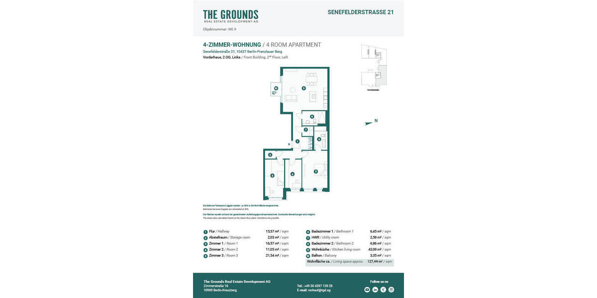 Etagenwohnung Berlin Prenzlauer Berg - 4 Zimmer, 128 m&sup2;, 1.299.000&euro; | Angebot:26109771