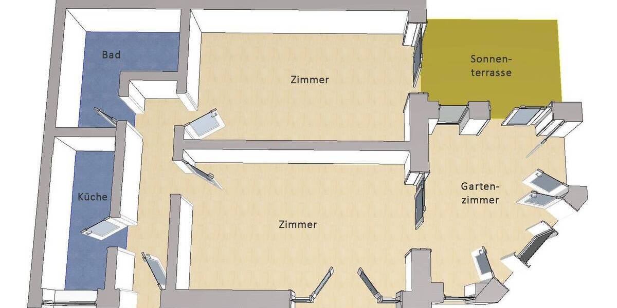 Etagenwohnung Stahnsdorf Schenkenhorst - 2 Zimmer, 74 m&sup2;, 279.000&euro; | Angebot:26358445