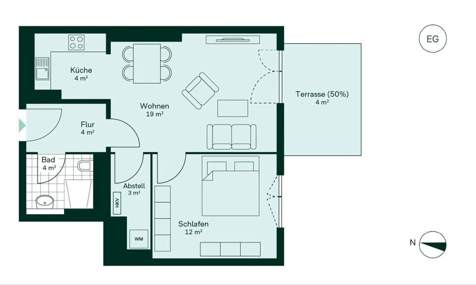 Erdgeschoßwohnung Wildau - 2 Zimmer, 50 m&sup2;, 1.168&euro; | Angebot:24523282