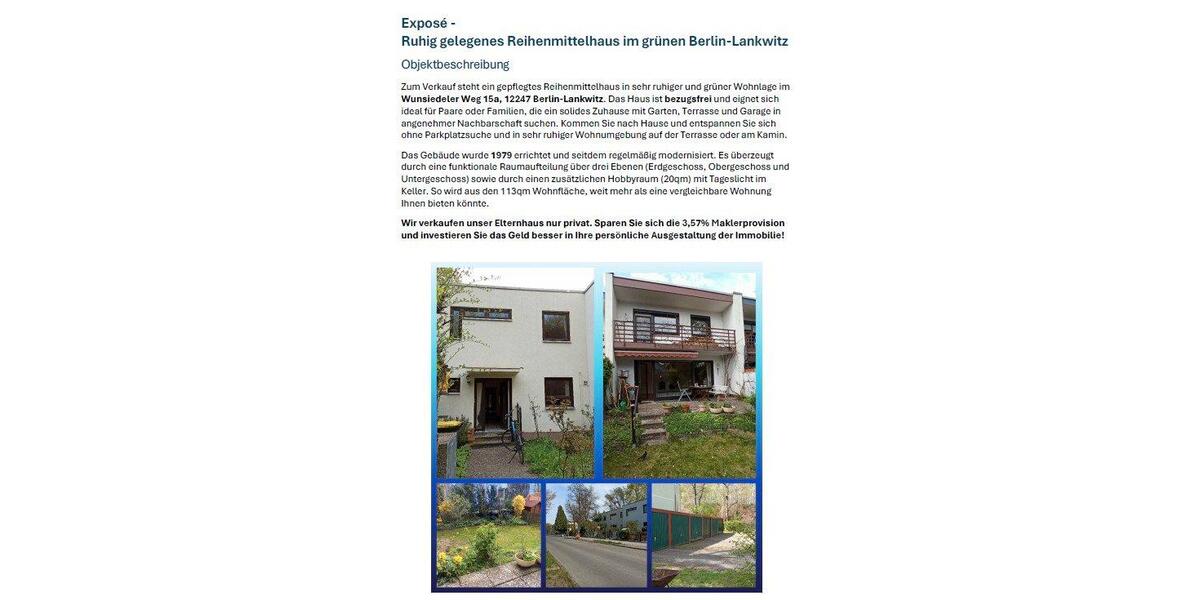 Reihenhaus Berlin Steglitz-Zehlendorf - 4 Zimmer, 113 m&sup2;, 545.000&euro; | Angebot:26262237