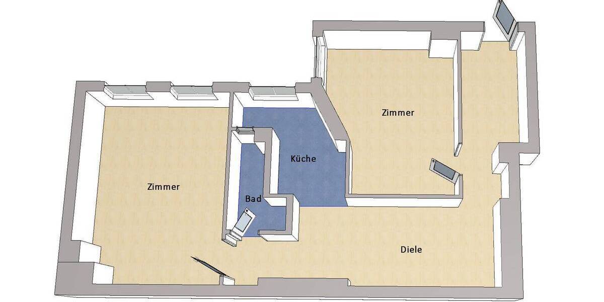 Etagenwohnung Berlin Neukölln - 2 Zimmer, 73 m&sup2;, 369.000&euro; | Angebot:26540165