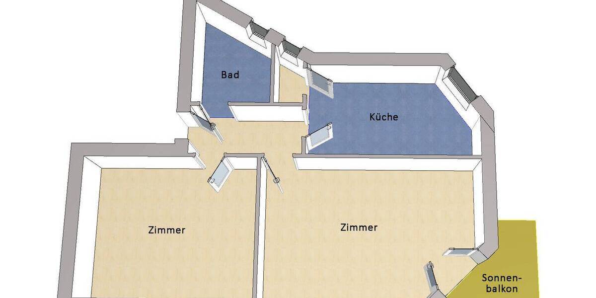 Etagenwohnung Berlin Lichterfelde - 2 Zimmer, 57 m&sup2;, 380.000&euro; | Angebot:26499054