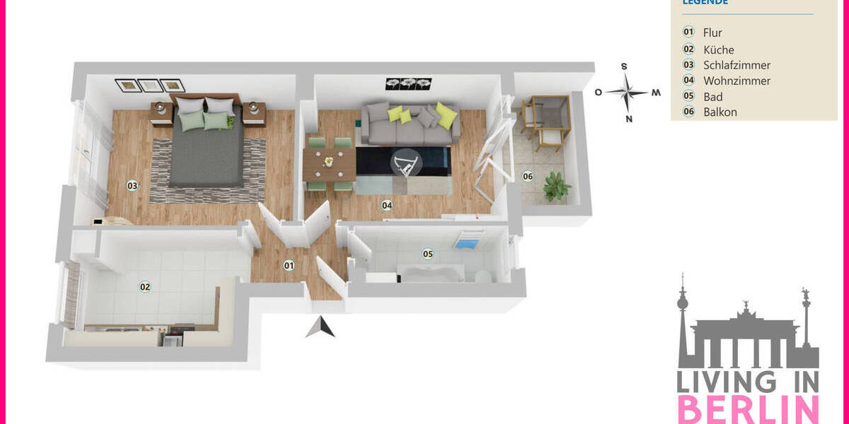 Etagenwohnung Berlin Reinickendorf - 2 Zimmer, 49 m&sup2;, 199.000&euro; | Angebot:25698922