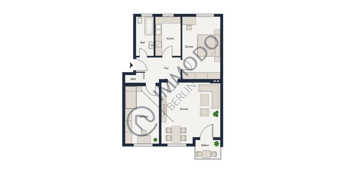 Etagenwohnung Berlin Tempelhof - 3 Zimmer, 75 m&sup2;, 370.000&euro; | Angebot:26442995