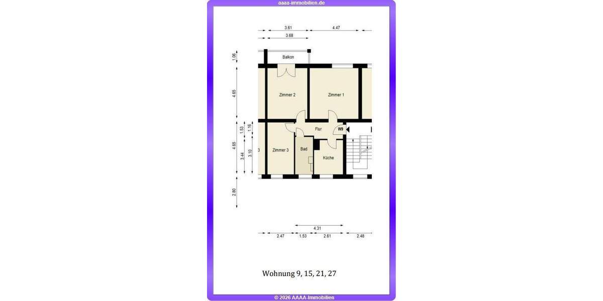 Etagenwohnung Berlin Friedrichshain - 3 Zimmer, 71 m&sup2;, 429.000&euro; | Angebot:24747080