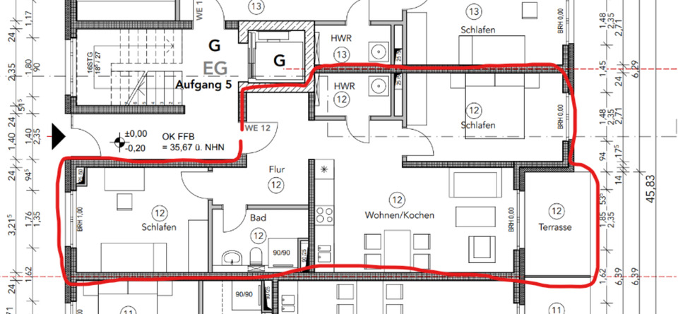 Erdgeschoßwohnung Velten - 3 Zimmer, 70 m&sup2;, 1.050&euro; | Angebot:24816049
