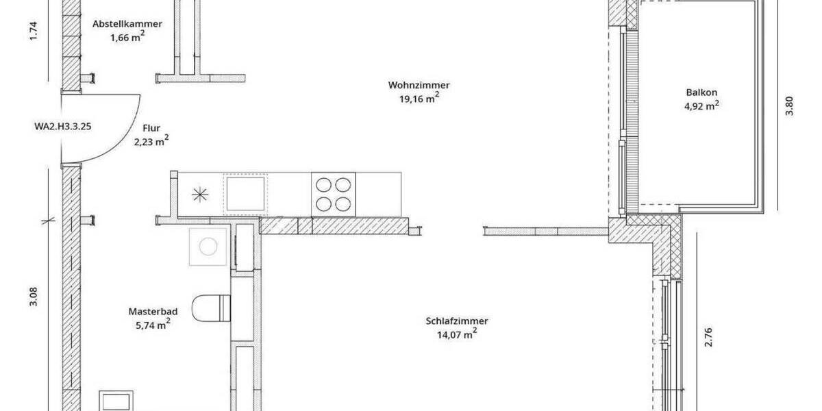 Etagenwohnung Berlin Spandau - 2 Zimmer, 45 m&sup2;, 1.094&euro; | Angebot:25778649
