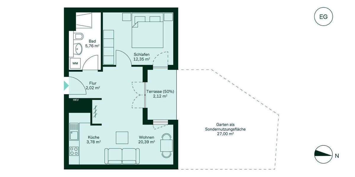 Etagenwohnung Berlin Lichtenrade - 2 Zimmer, 46 m&sup2;, 289.900&euro; | Angebot:24594120
