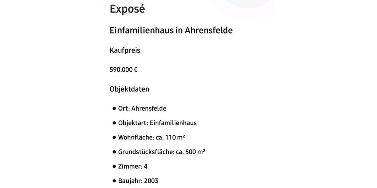 Einfamilienhaus Ahrensfelde - 4 Zimmer, 110 m&sup2;, 590.000&euro; | Angebot:27000292