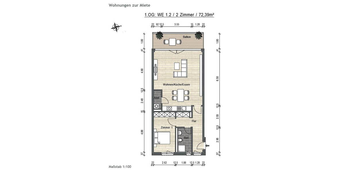 Etagenwohnung Erkner - 2 Zimmer, 72 m&sup2;, 1.086&euro; | Angebot:25970737