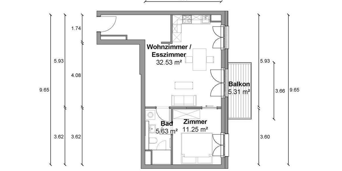 Etagenwohnung Berlin Mitte - 2 Zimmer, 52 m&sup2;, 1.530&euro; | Angebot:25960523