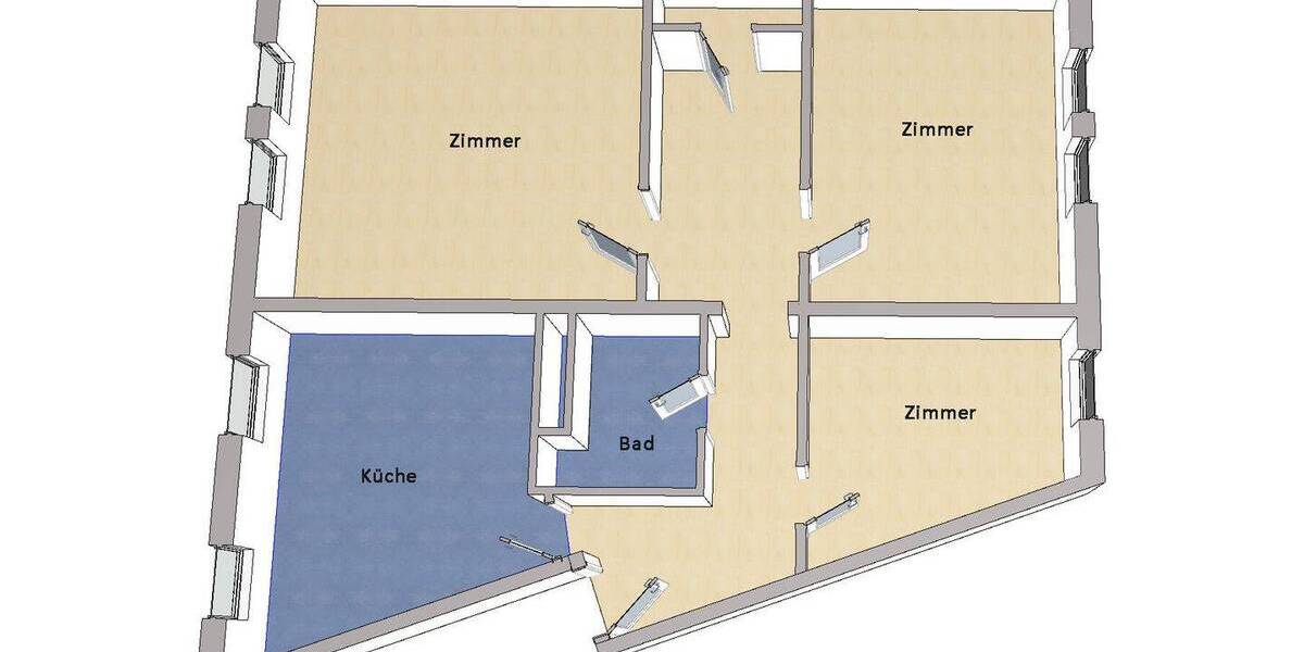 Etagenwohnung Berlin Friedrichshain - 3 Zimmer, 86 m&sup2;, 399.000&euro; | Angebot:26568695